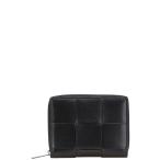 ショッピングボッテガヴェネタ ボッテガヴェネタ マキシイントレチャート 二つ折り財布 ブラック レザー レディース BOTTEGAVENETA 【中古】