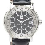 ブルガリ ソロテンポ 腕時計 ST29S クオーツ ブラック文字盤 ステンレススチール レザー レディース BVLGARI 【中古】