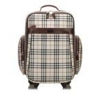  Burberry noba проверка дорожная сумка путешествие сумка путешествие портфель бежевый Brown парусина кожа женский [ б/у ]