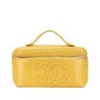  Chanel здесь Mark зеркало имеется косметичка ручная сумочка желтый черная икра s gold женский CHANEL [ б/у ]