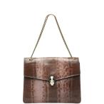 ブルガリ セルペンティ フォーエバー チェーン ワンショルダーバッグ ピンク ブラウン パイソン レザー レディース BVLGARI 【中古】