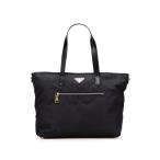 プラダ 三角ロゴプレート トートバッグ ブラック ナイロン レザー レディース PRADA 【中古】