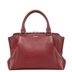 ショッピングドゥ カルティエ C ドゥ カルティエ ハンドバッグ ボルドー ワインレッド レザー レディース CARTIER 【中古】