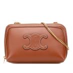 ショッピングポシェット セリーヌ トリオンフ チェーンショルダーバッグ ポシェット ブラウン レザー レディース CELINE 【中古】