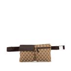  Gucci GG парусина сумка-пояс сумка "body" 28566 бежевый Brown парусина кожа женский GUCCI [ б/у ]