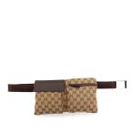  Gucci GG парусина сумка-пояс сумка "body" 28566 бежевый Brown парусина кожа женский GUCCI [ б/у ]