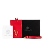  Versace . vi rutusV Logo футляр для карточек красный кожа женский VERSACE [ б/у ]