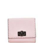 フェンディ セレリア ピーカブー 二つ折り財布 ピンク レザー レディース FENDI 【中古】