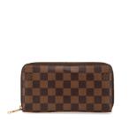 ルイ ヴィトン ダミエ ジッピー ウォレット ラウンドファスナー 長財布 N60015 ブラウン PVC レザー レディース LOUIS VUITTON 【中古】
