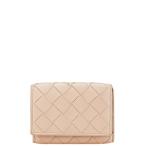 ボッテガヴェネタ イントレチャート 三つ折り財布 ベージュ ピンク レザー レディース BOTTEGAVENETA 【中古】