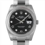 ロレックス オイスターパーペチュアルデイト 5Pダイヤ 115234G ブラック/アラビア 新品 メ ...