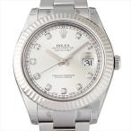 ロレックス デイトジャストII 10Pダイヤ 116334G シルバー 新品 メンズ 腕時計