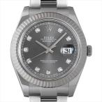 ロレックス デイトジャストII 10Pダイヤ ランダムシリアル 116334G ダークロジウム 未使 ...