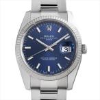 ロレックス オイスターパーペチュアル デイト 115234 ブルー/バー 中古 メンズ 腕時計