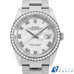 ロレックス デイトジャスト36 ベゼルダイヤ 126284RBR ホワイト ローマ 3列 オイスターブレス ランダム番 中古 メンズ 腕時計 1CHDROAU0002