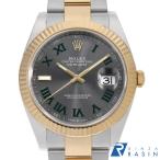 ロレックス デイトジャスト 126333 スレート (グレー) グリーンローマ 3列 オイスターブレス ランダム番 中古 メンズ 腕時計 1FWYROAU0155