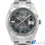 ロレックス デイトジャスト41 126334 スレート (グレー) グリーンローマ 3列 オイスターブレス ランダム番 中古 メンズ 腕時計 0E8JROAU0001