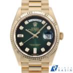 ロレックス デイデイト 36 8Pラウンド 2Pバゲットダイヤ 128238A グリーンオンブレ ランダム番 中古 メンズ 腕時計