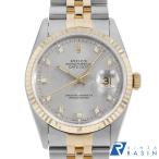 ロレックス デイトジャスト 10Pダイヤ 16233G グレー プリントコンピューター W番 中古 メンズ 腕時計　