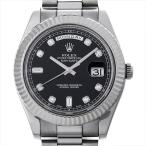 ロレックス デイデイトII ランダムシリアル 218239A 8Pラウンド/2Pバケットダイヤ/ブラ ...