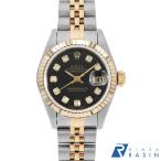 ロレックス デイトジャスト 10Pダイヤ 69173G ブラック W番 中古 レディース 腕時計 16F4ROAU3576