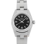 ショッピングロレックス ロレックス オイスターパーペチュアル 76030 ブラック 369ホワイトバー K番 中古 レディース 腕時計