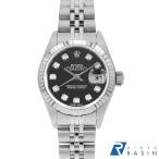 ロレックス デイトジャスト 10Pダイヤ 79174G ブラック F番 中古 レディース 腕時計 16F4ROAU3348