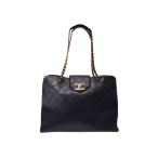 中古 シャネル スーパーモデルバッグ カーフ 黒 G金具 CHANEL