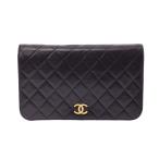 中古 シャネル マトラッセ チェーンショルダーバッグ ラムスキン 黒 G金具 ギャラ CHANEL 銀蔵