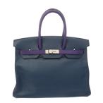 HERMES エルメス バーキン 35 パーソナルオーダー アイリス/ブルーインディゴ □P刻印(2012年頃) ユニセックス スイフト ハンドバッグ Bランク 中古 銀蔵