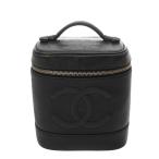 CHANEL シャネル 縦型 バニティバッグ ブラック A01998 レディース キャビアスキン バニティバッグ Bランク 中古 銀蔵