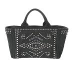 ショッピングプラダ PRADA プラダ カナパ トート スタッズ ビジュ  モスグリーン BN2642 レディース キャンバス ハンドバッグ Bランク 中古 銀蔵