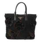 PRADA プラダ フラワーモチーフ  ブラック レディース ナイロン/ベロア トートバッグ ABランク 中古 銀蔵