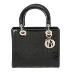 ショッピングディオール CHRISTIAN DIOR クリスチャンディオール レディディオール ミディアムバッグ ブラック VRB44551 レディース エナメル ハンドバッグ ABランク 中古 銀蔵