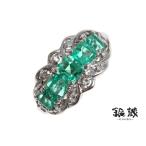 PT900 リング エメラルド1.59ct ダイヤ0.12ct 6.0g #12 中古　