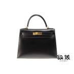 エルメス HERMES ケリー28 BOXカーフ 黒×G金具 D刻 中古　