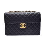 中古 シャネル デカマトラッセ チェーンショルダー ラムスキン 黒 バッグ CHANEL