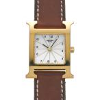 中古 エルメス HERMES Hウォッチ ドゥブルトゥール HH1.201 ホワイト レディース 腕時計