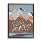 Stupell Industries Climb Every Mountain Phrase 遊び心のある幾何学的風景、カイラブラウンブラックフレーム