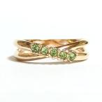 Yahoo! Yahoo!ショッピング(ヤフー ショッピング)17号 クロスライン スワロフスキークリスタル ペリドット ピンクゴールド リング 指輪 レディース