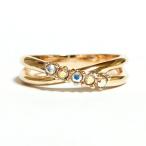 Yahoo! Yahoo!ショッピング(ヤフー ショッピング)15号 クロスライン スワロフスキークリスタル オーロラクリア ピンクゴールド リング 指輪 レディース