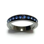 Yahoo! Yahoo!ショッピング(ヤフー ショッピング)3号 フルエタニティ スワロフスキークリスタル サファイア ガンメタ リング 指輪 ユニセックス 男女兼用 レディース メンズ