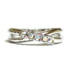 Yahoo! Yahoo!ショッピング(ヤフー ショッピング)9号 クロスライン スワロフスキークリスタル オーロラクリア シルバー リング 指輪 ユニセックス 男女兼用 レディース メンズ