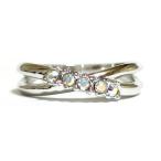 Yahoo! Yahoo!ショッピング(ヤフー ショッピング)13号 クロスライン スワロフスキークリスタル オーロラクリア シルバー リング 指輪 ユニセックス 男女兼用 レディース メンズ