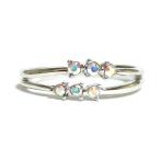 Yahoo! Yahoo!ショッピング(ヤフー ショッピング)11号 ダブルライン スワロフスキークリスタル オーロラクリア シルバー リング 指輪 ユニセックス 男女兼用 レディース メンズ