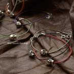 ショッピングスカル ブレスレット ファインストラップ スカル レザーブレスレット