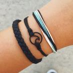 Yahoo! Yahoo!ショッピング(ヤフー ショッピング)爆買 波 紐 3連 ブレスレット ウェーブ サーフィン サーフ 海 夏 ビーチ カジュアル ブルー 網目 レディース おしゃれ かわいい ブラック 水色 ホワイト