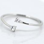 爆買 サイズフリー/0.1カラット ティアードロップ リング/指輪/レディース/プラチナ仕上げ/シルバー925/C型リング