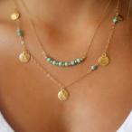 Yahoo! Yahoo!ショッピング(ヤフー ショッピング)爆買 ゴールド コイン ターコイズ ネックレス 2連 レディース カジュアル メタルゴールド 大人 かわいい かっこいい シンプル おしゃれ 彼女 女性
