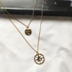爆買 2連 ネックレス クロス スター 羅針盤 レディース アクセサリー コイン アンティーク 金貨 銀貨 大人 かっこいい お洒落 ゴールド シルバー 女性